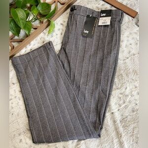 Lee Straight Leg Mid-Rise Charcoal Herringbone Trousers Size 18M